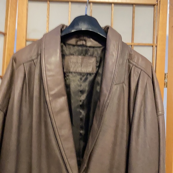 Vintage Jaqueline Ferrar long coat. Medium. Brown leather. - Picture 8 of 9